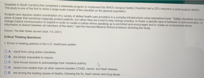 Hospitals Learn About Safety From Airlines? Major