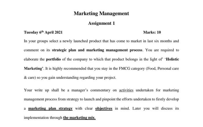 Marketing Management Assignment 1 Tuesday 6 April