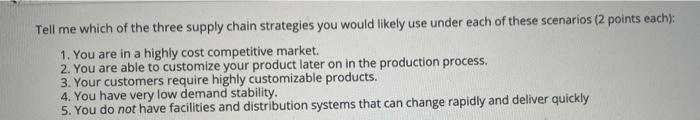 Tell me which of the three supply chain