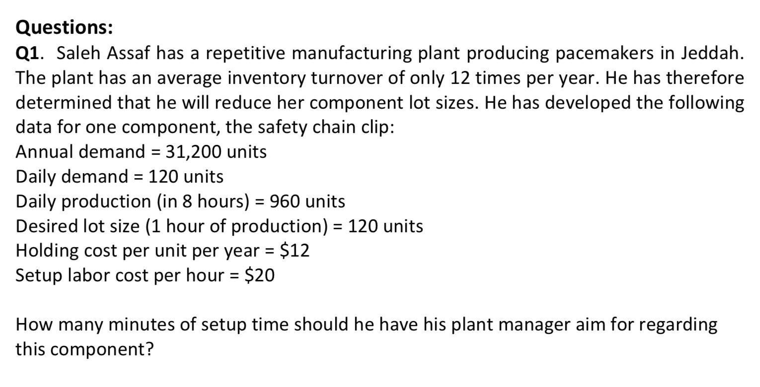 Questions: Q1. Saleh Assaf has a repetitive