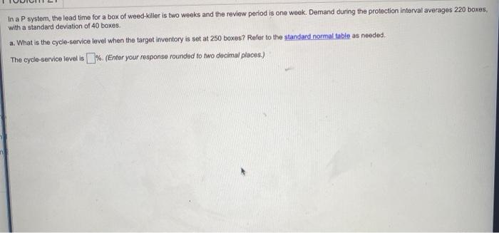 In a P system, the lead time for a box of