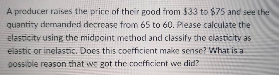 A producer raises the price of their good from