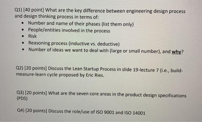 Q1) (40 point] What are the key difference