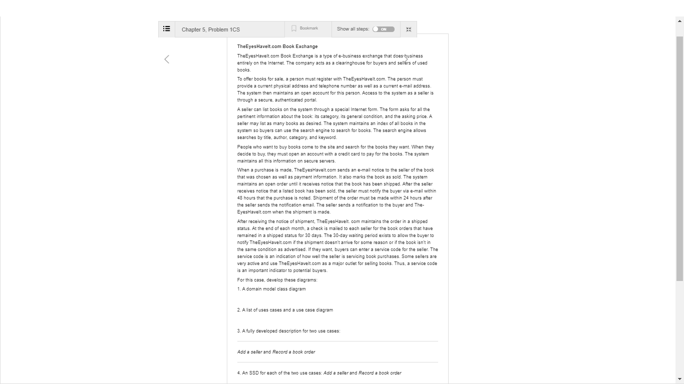 Chapter 5, Problem 1CS Bookmark Show all steps: