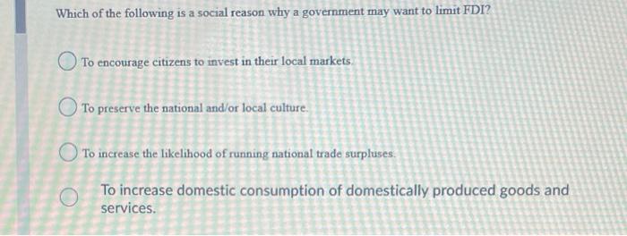 Which of the following is a social reason why a