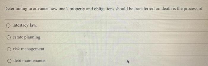 90 Determining in advance how one's property and