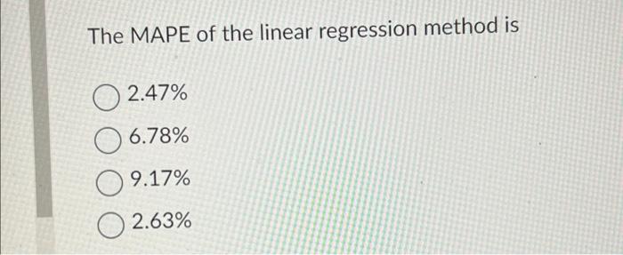 The MAPE of the linear regression method is 2.47%