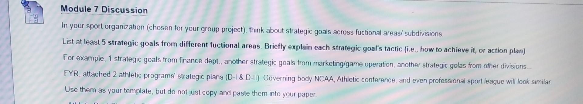 Module 7 Discussion In your sport organization