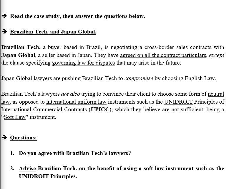 Read the case study, then answer the questions