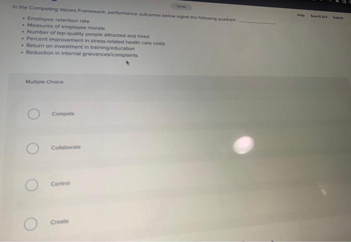 in the Competing Values Framework performance