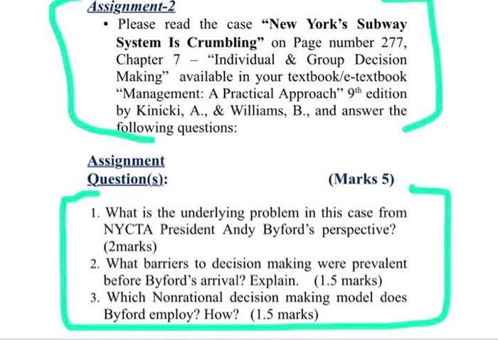 Assignment-2 Please read the case New York's