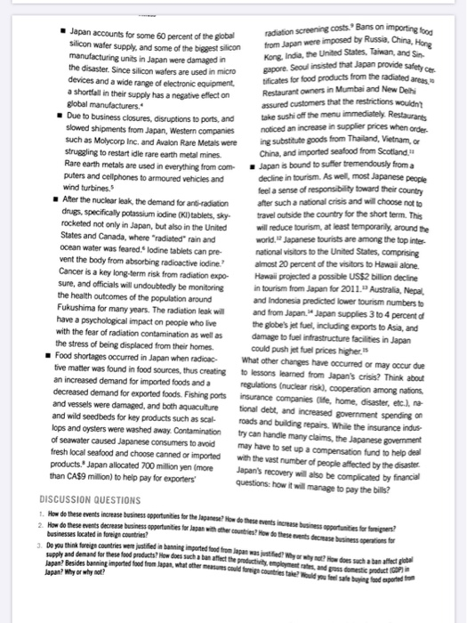 PHICS OPENING DISCUSSION: GLOBAL TRADE Japan's