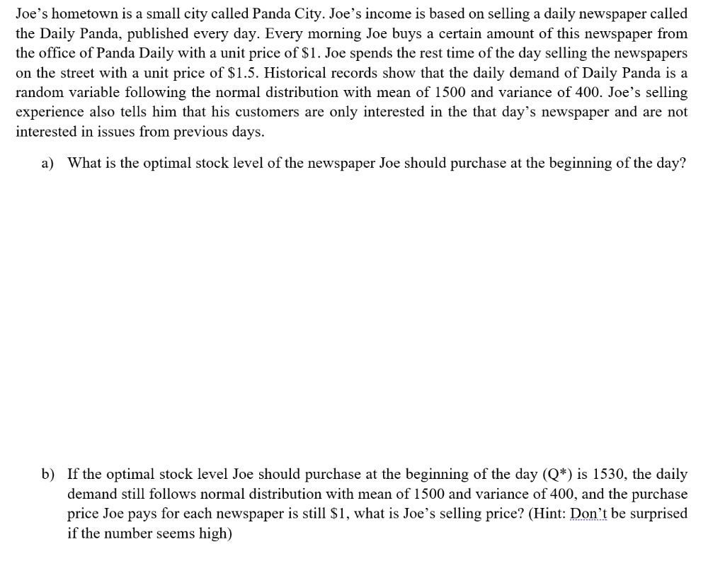 Joe's hometown is a small city called Panda City.