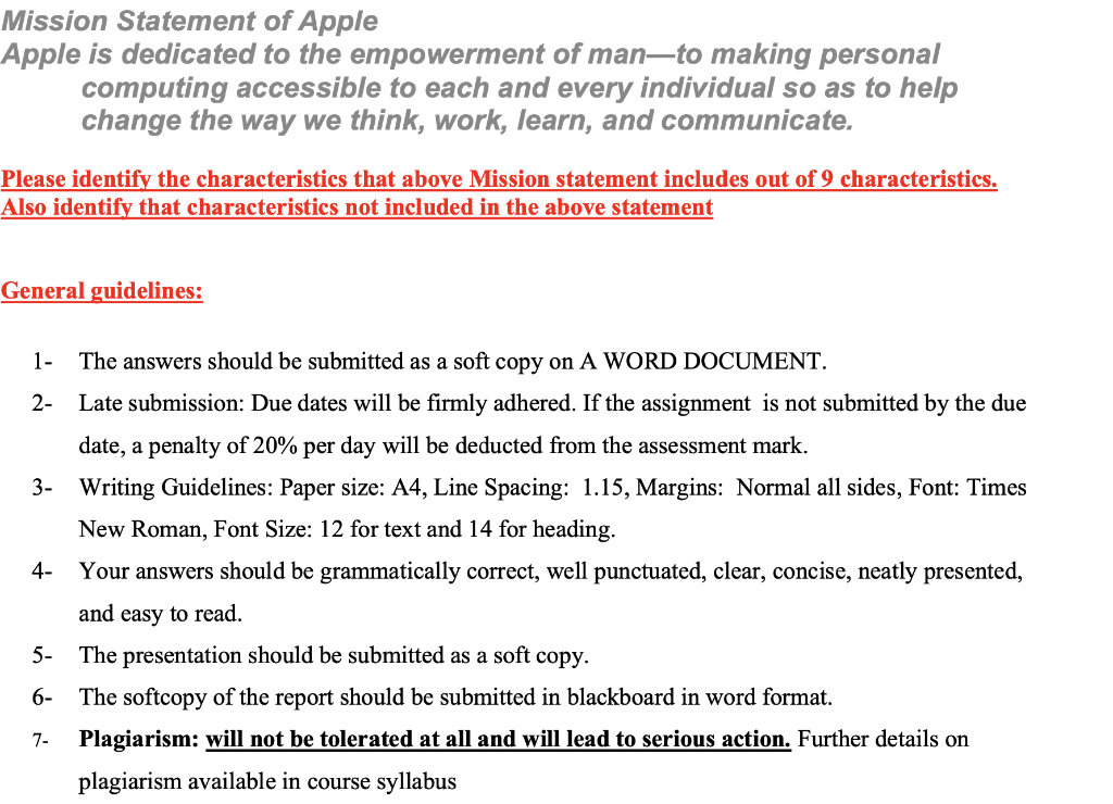 Mission Statement of Apple Apple is dedicated to