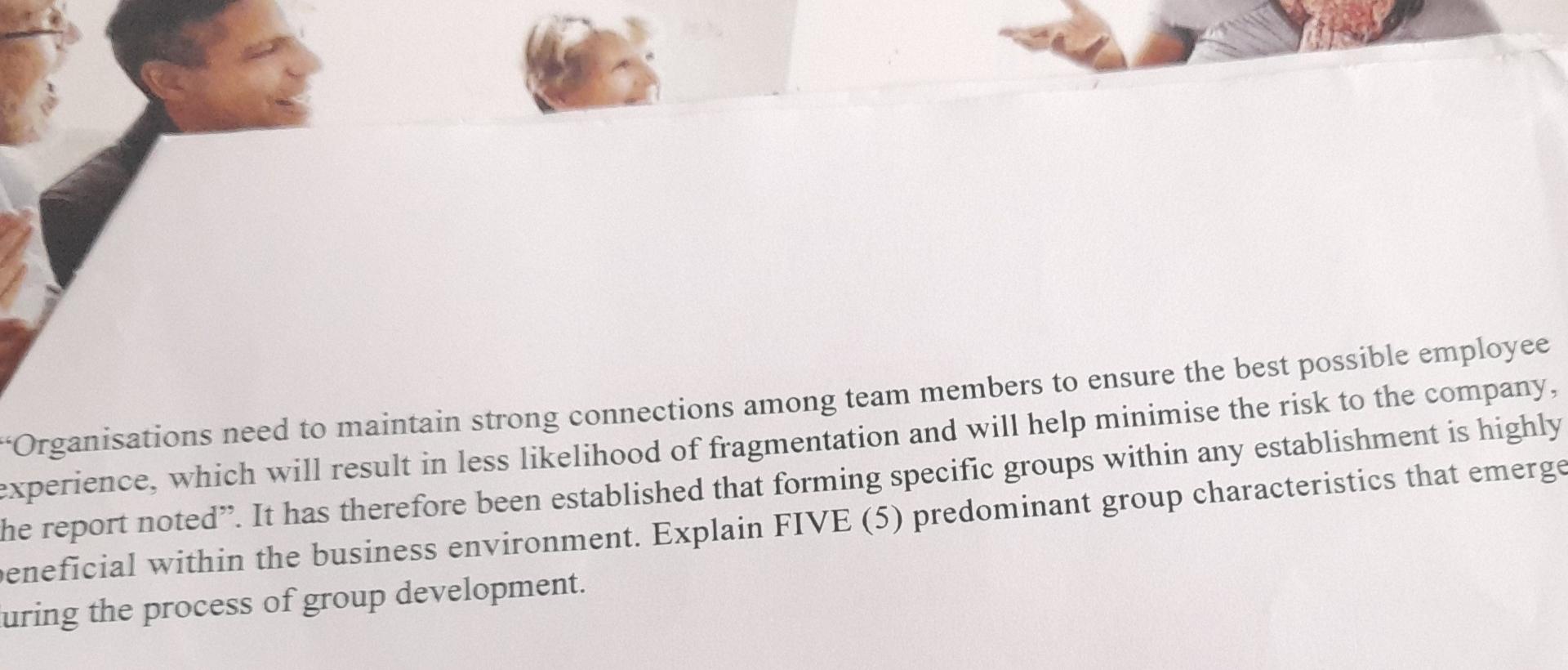 Five predominant group characteristics that