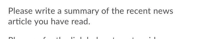 Please write a summary of the recent news article