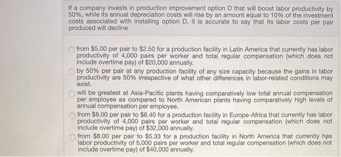 If a company invests in production improvement