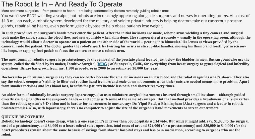 The Robot Is In -- And Ready To Operate More and