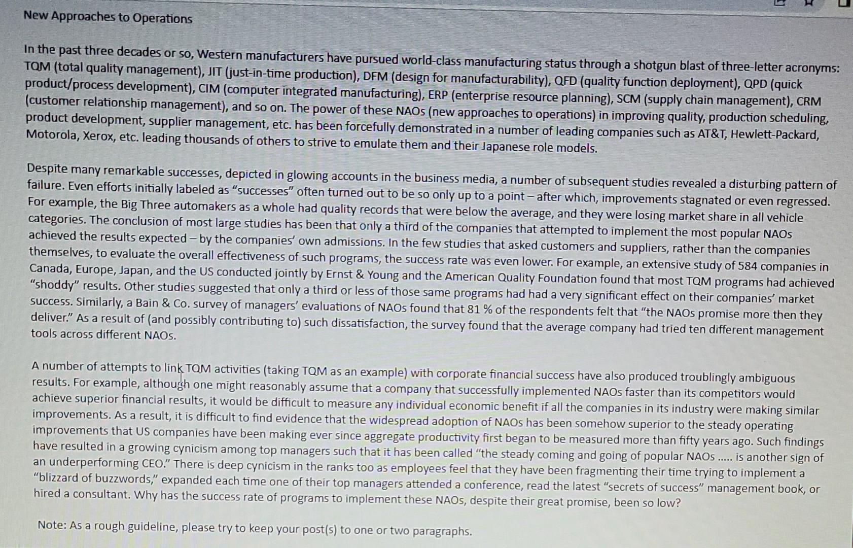 In the past three decades or so, Western