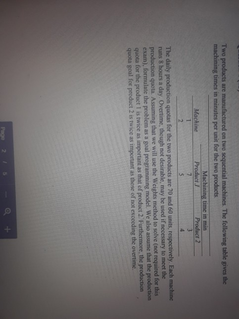 Two products are manufactured on two sequential