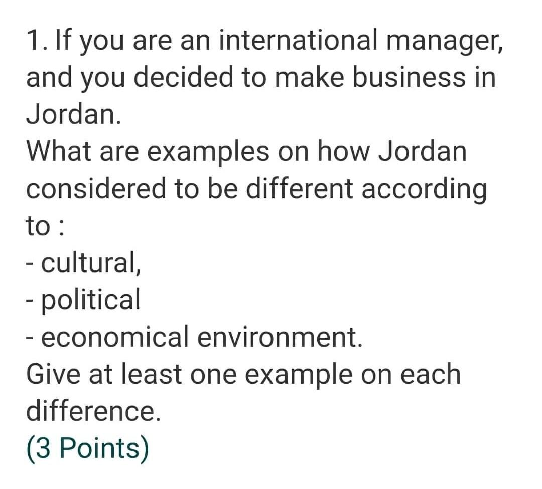 1. If you are an international manager, and you