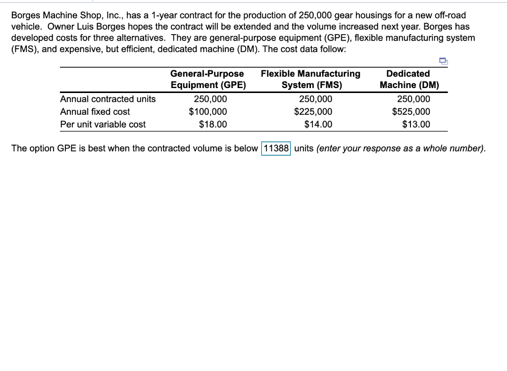 Borges Machine Shop, Inc., has a 1-year contract