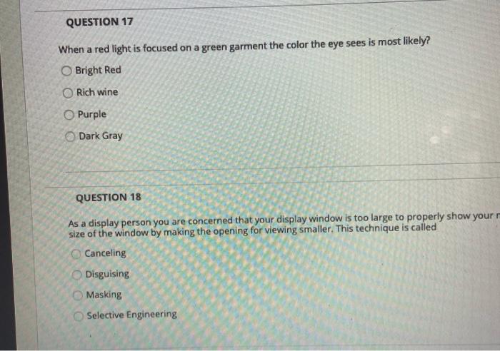 QUESTION 17 When a red light is focused on a