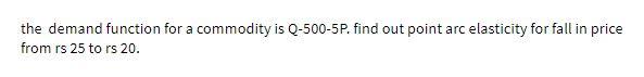 the demand function for a commodity is Q-500-5P.