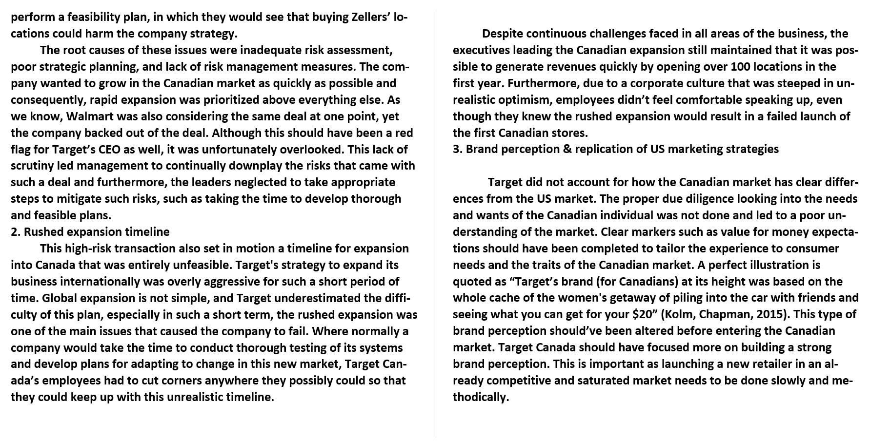 this report is written about why Target Canada