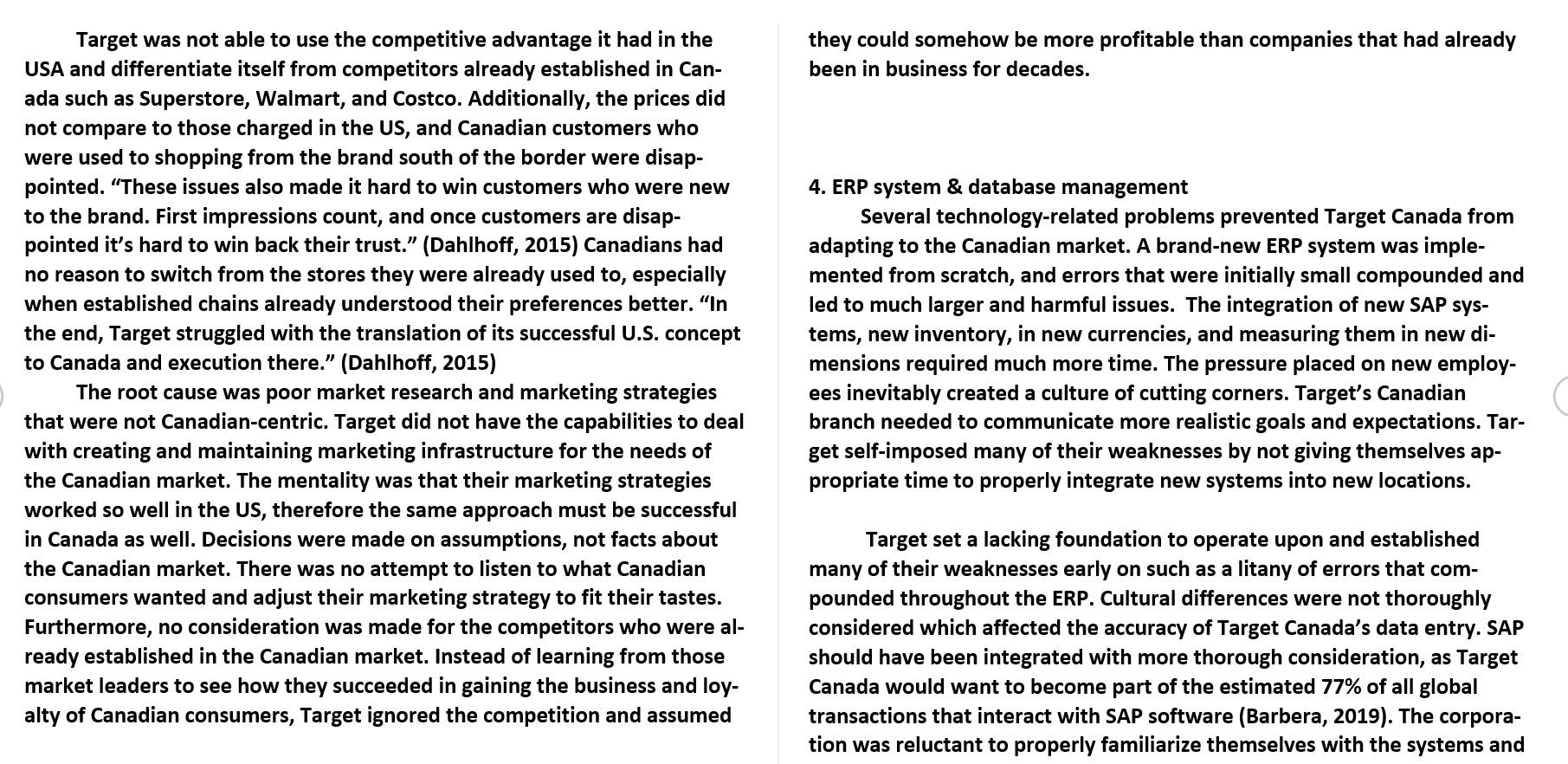 this report is written about why Target Canada