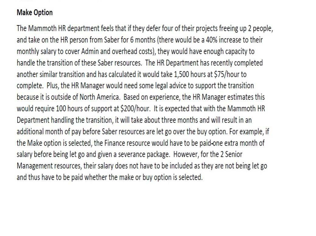 Assignment: MAKE OR BUY ANALYSIS The Students