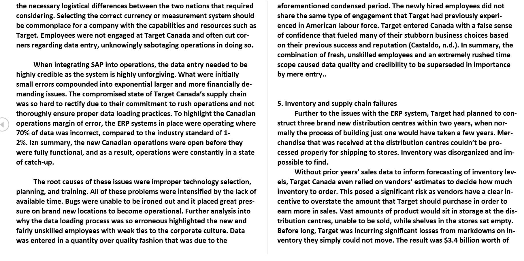 this report is written about why Target Canada