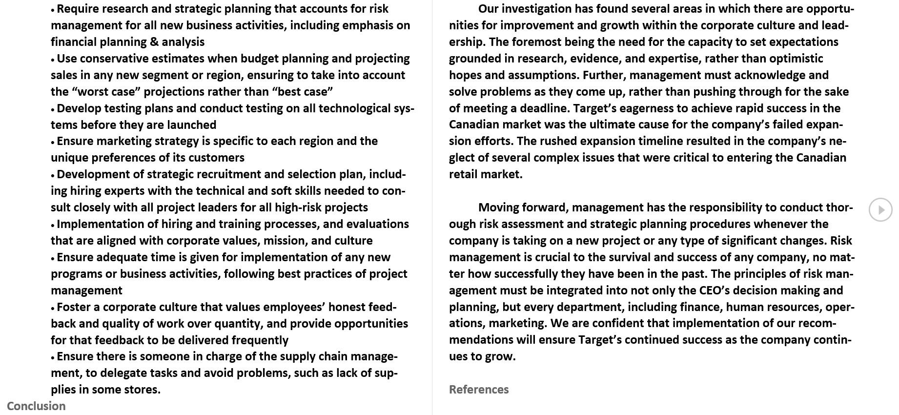 this report is written about why Target Canada