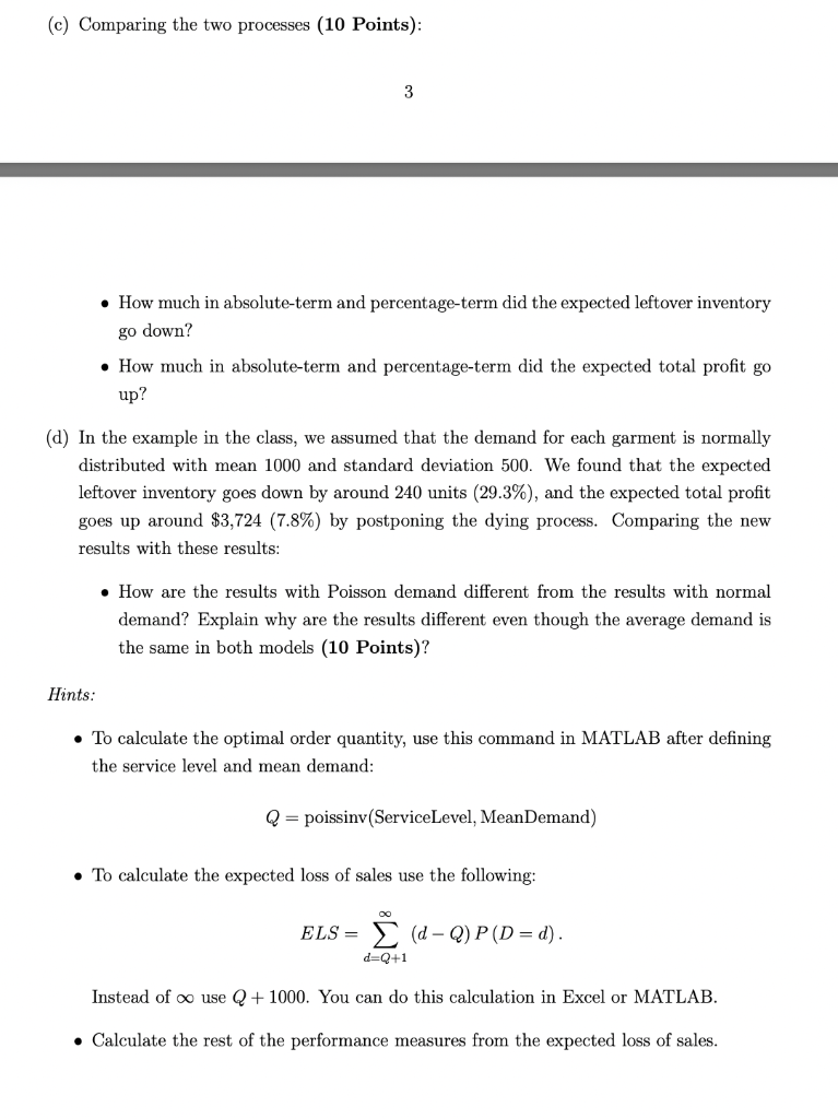 (c) Comparing the two processes (10 Points): 3