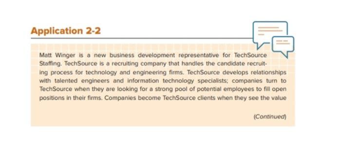 Application 2-2 Matt Winger is a new business