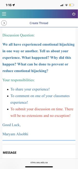 1:161 . Create Thread Discussion Question: We all