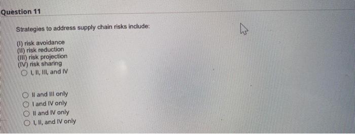 Question 11 2 Strategies to address supply chain