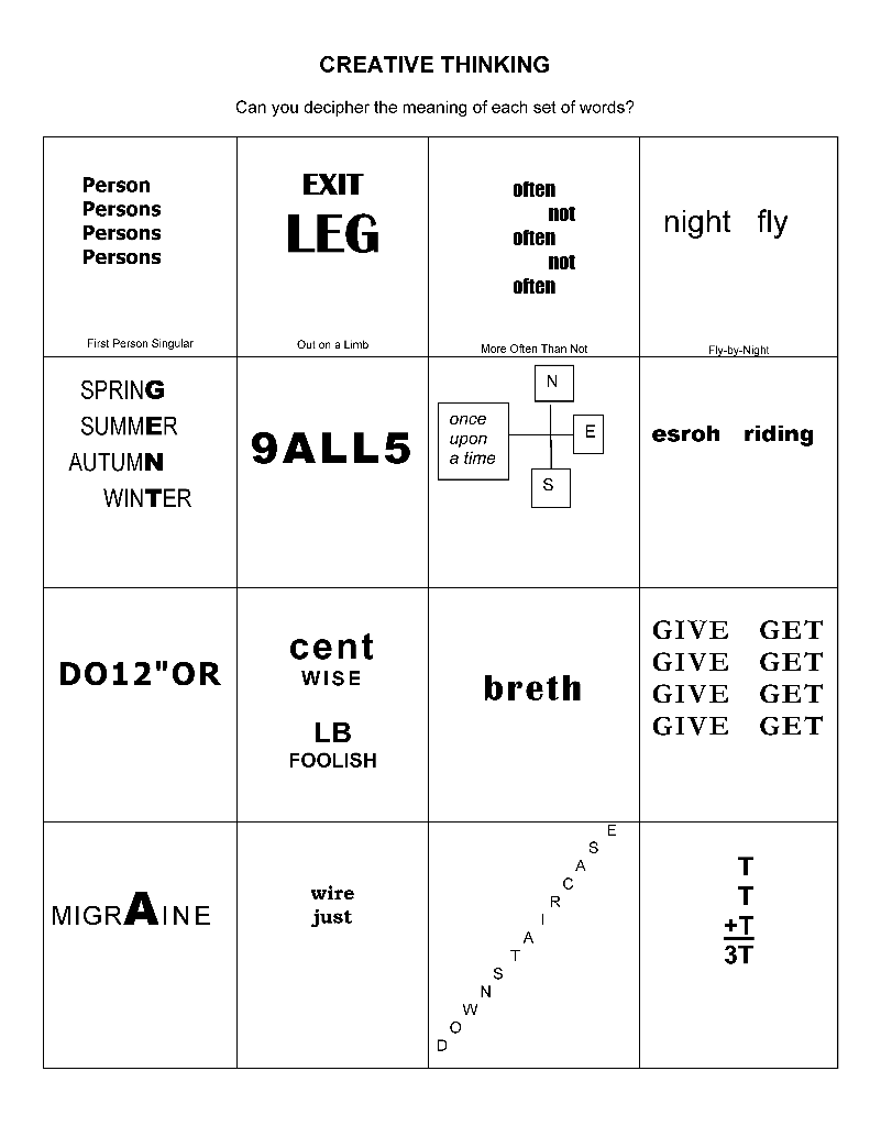 Here is an exercise in thinking outside the box.