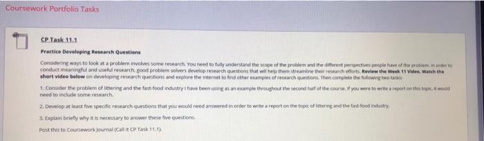 Coursework Portfolio Tasks CP Task 11.1 Practice