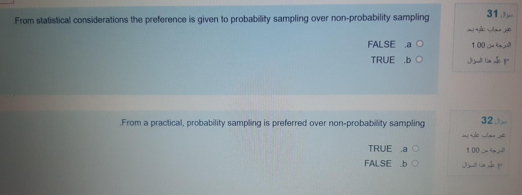 31 From statistical considerations the preference