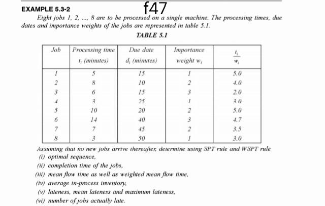 W 3 3 3 1 EXAMPLE 5.3-2 147 Eight jobs I. 2. ...