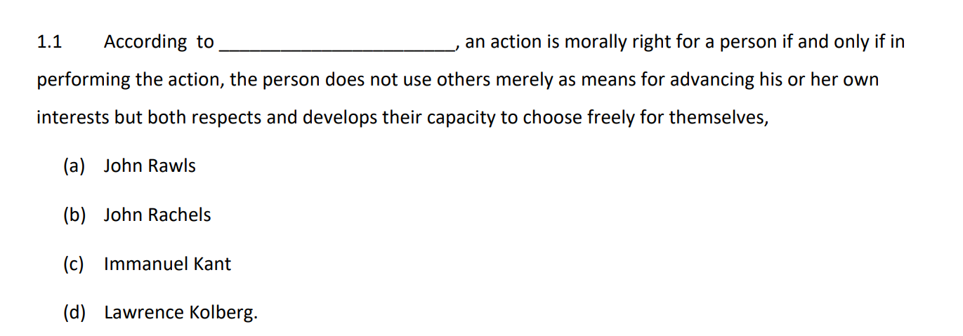 1.1 According to , an action is morally right for