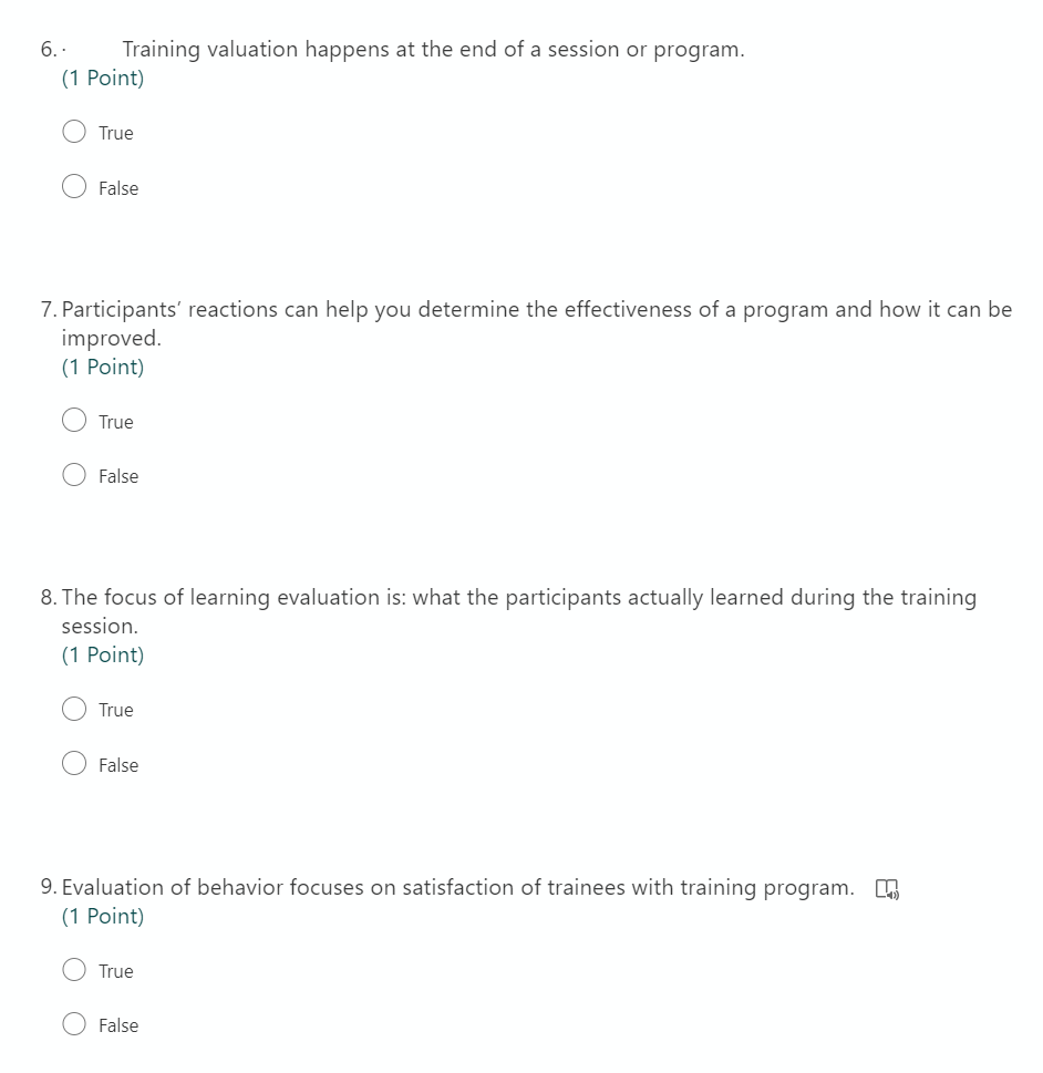 1. Training evaluation is the third stage of the