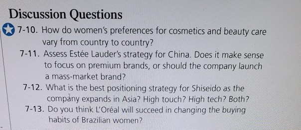 Discussion Questions 7-10. How do women's