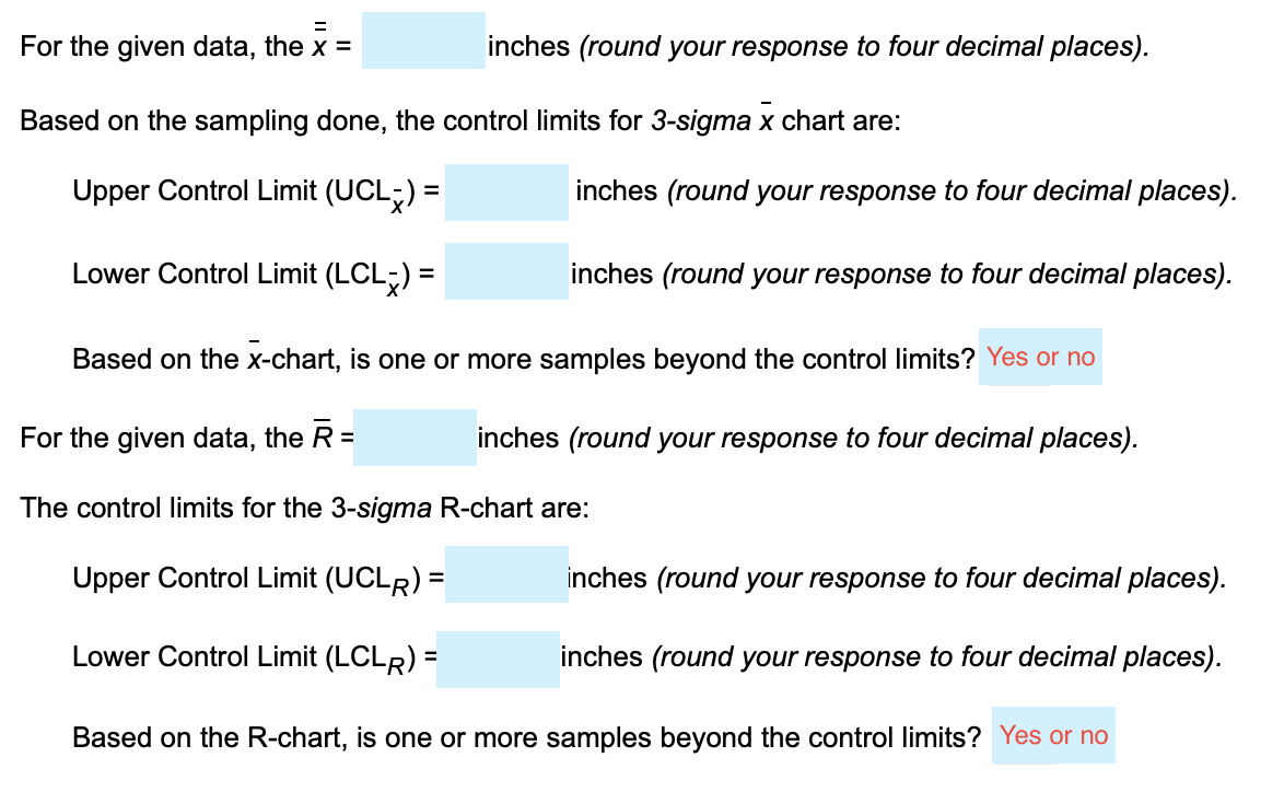 Refer to Table S6.1 - Factors for Computing
