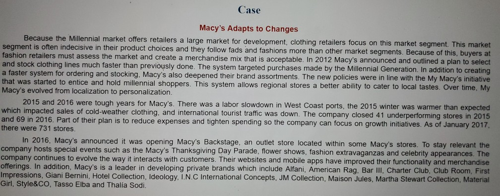 1. do you think that this move by Macy's helped