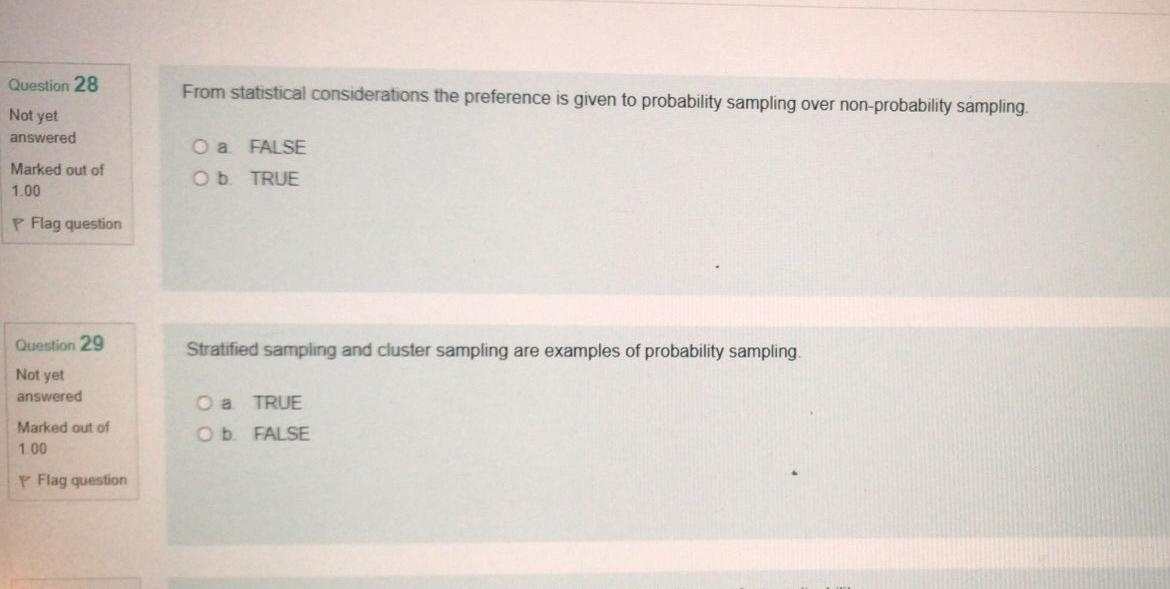 Question 28 From statistical considerations the