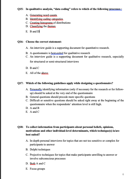 DATA ANALYSIS QUESTION Q15: In qualitative