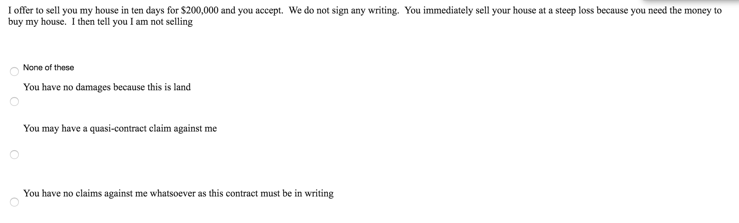 business law questions I offer to sell you my