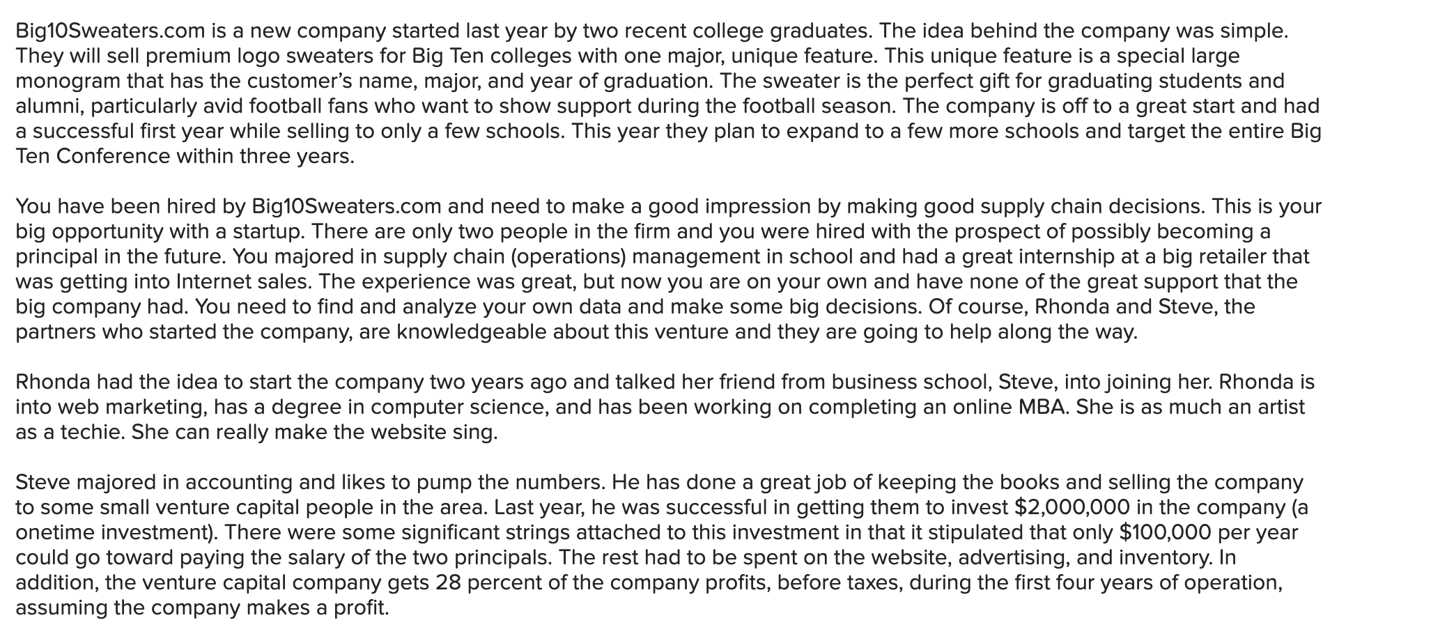 Big1OSweaters.com is a new company started last